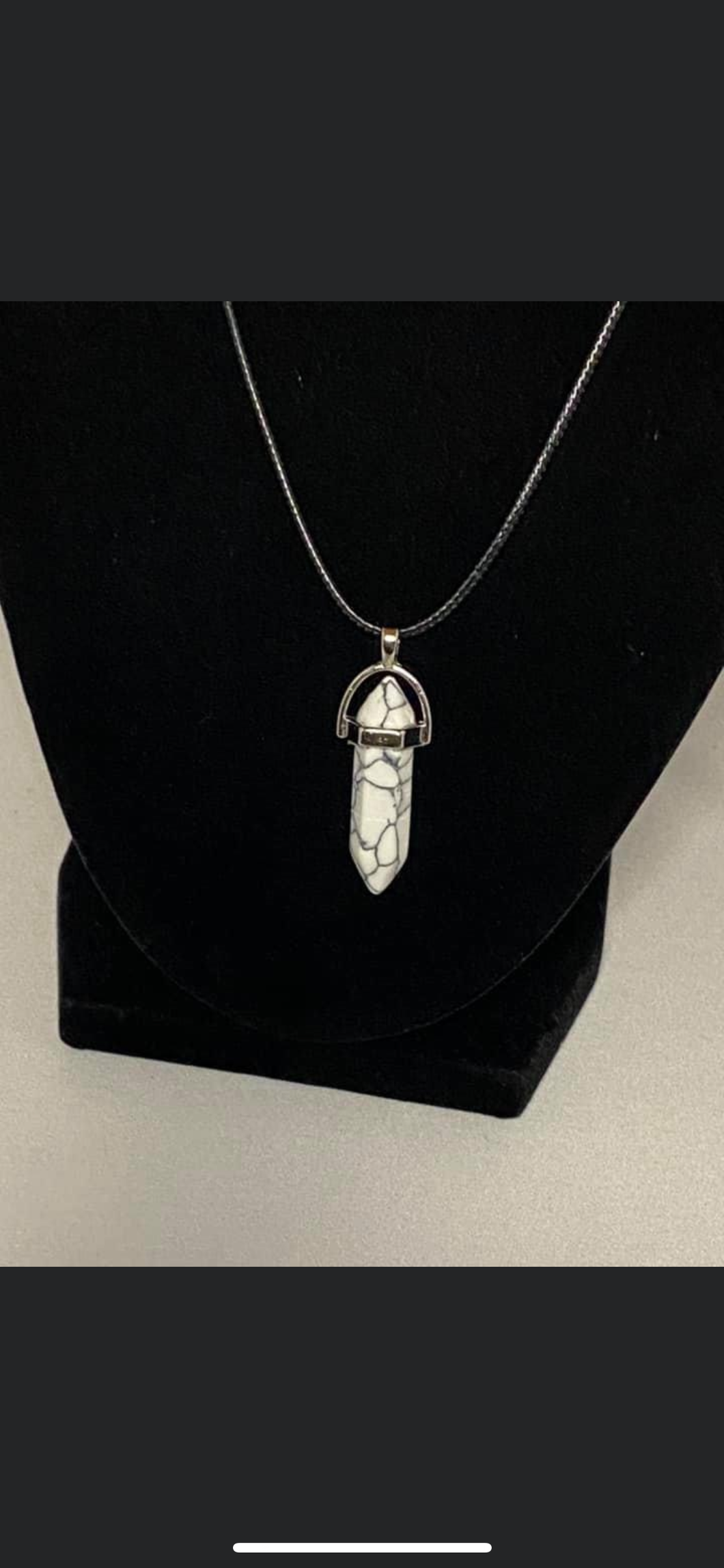 White Howlite Crystal Necklace (16 inch chain)