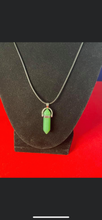 Load image into Gallery viewer, Green Jade Crystal Necklace (16 inch chain)